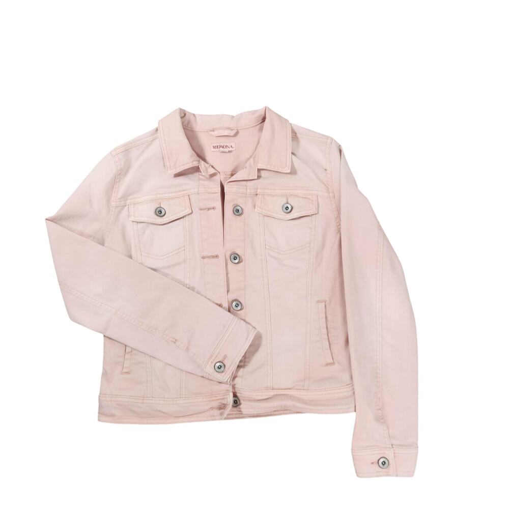 MERONA Medium PINK OMBRE DENIM WOMENS ALL AROUND JACKET POCKETS